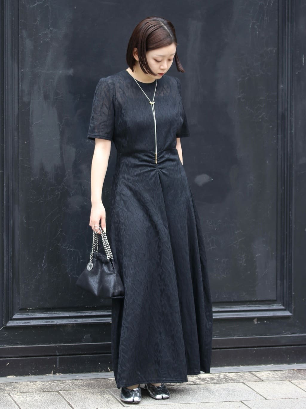 PARIGOT別注 FLOWER NYLON JAQUARD SHORT SLEEVE DRESS（42,900円）