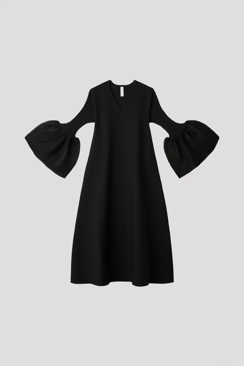 ドメブラ_CFCL_POTTERY LUCENT GLITTER LONG BELL SLEEVE FLARE DRESS