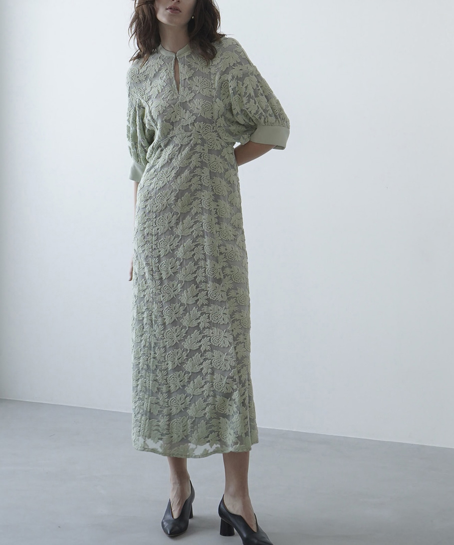 お呼ばれ ドレス 20代 clane_FLORAL EMBROIDERY LACE ONEPIECE_クラネ_ワンピースドレス