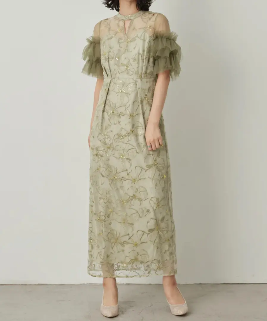 お呼ばれ ドレス 20代 スパンコール刺繍レースドレス_niana_ドレス